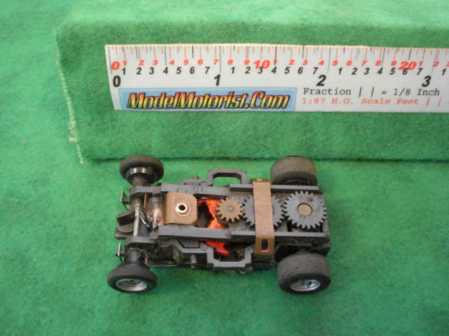 Top view of Aurora AFX Magna-Traction Flamethrower Slot Car Chassis