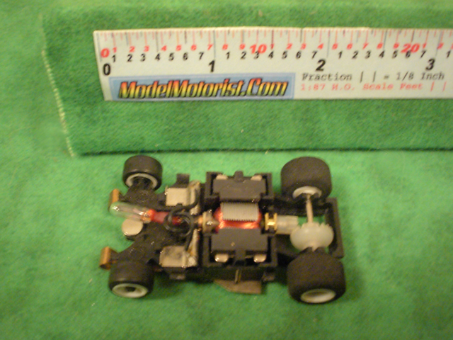 Top view of Amrac Lighted HO Scale Slot Car Chassis