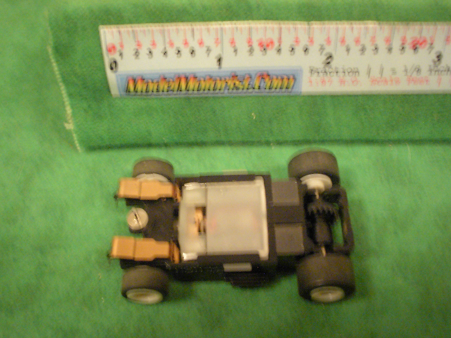 Bottom view of Aurora Tomy Turbo Slot Car Wide Chassis