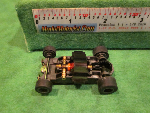 Top view of Aurora Tomy Mega G 1.5 Slot Car Chassis