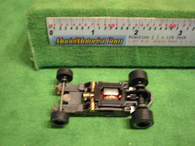 Top view of Aurora Tomy Mega G 1.7 Slot Car Chassis