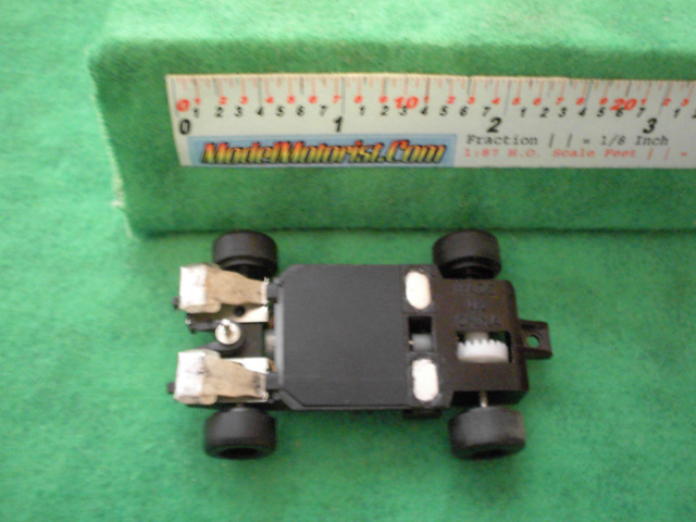 Bottom view of Artin HO Scale Slot Car Chassis