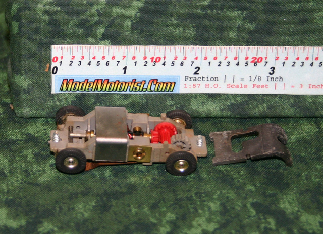 Bottom view of Atlas Slim Line / Panther HO Scale Slot Car Chassis