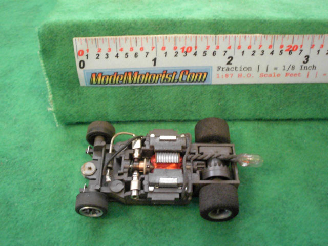 Top view of Aurora AFX Blazin' Brakes Slot Car Chassis