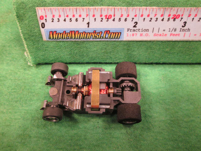 Top view of Aurora AFX G-Plus Wide Snap-In Axle Slot Car Chassis