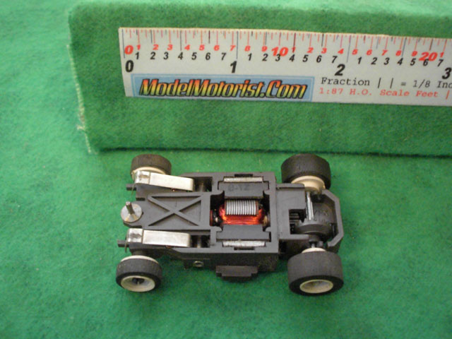 Bottom view of Aurora AFX Super Magna-Traction Slot Car Chassis