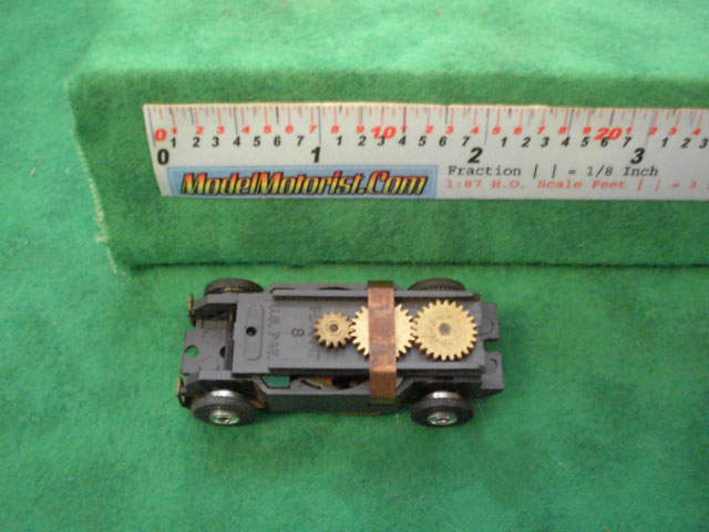 Top view of Aurora Thunderjet Slot Car Chassis