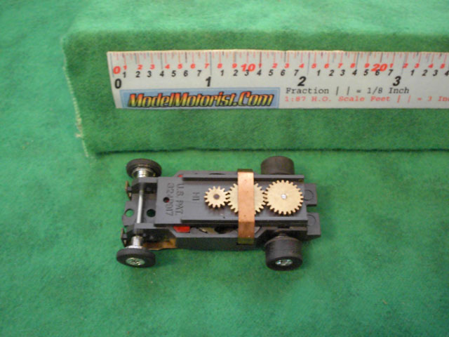 Top view of Aurora Thunderjet Tuff Ones Slot Car Chassis