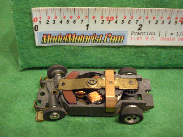 Top view of Aurora XLerators Diode 1 HO Slotless Car Chassis