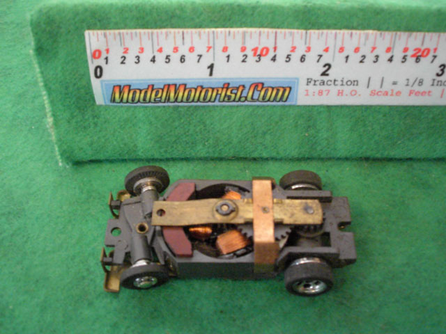 Top view of Aurora XLerators Diode 3 HO Slotless Car Chassis
