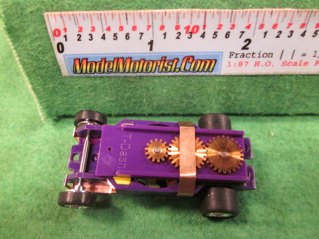 Top view of Dash Dark Purple HO Slot Car Chassis