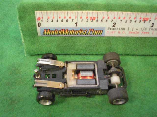 Bottom view of Ideal Total Control Racing HO Slot Car Chassis