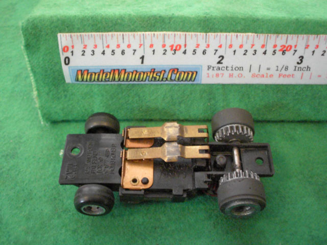 Bottom view of Ideal Passing MK2 A HO Slotless Car Chassis