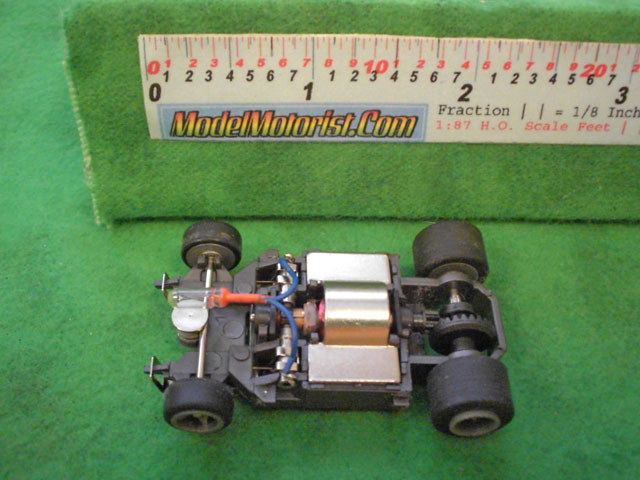 Top view of Life-Like Lighted M-Car HO Slot Car Chassis