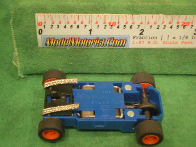 Bottom view of MicroScalextric Toy Story HO Slot Car Chassis