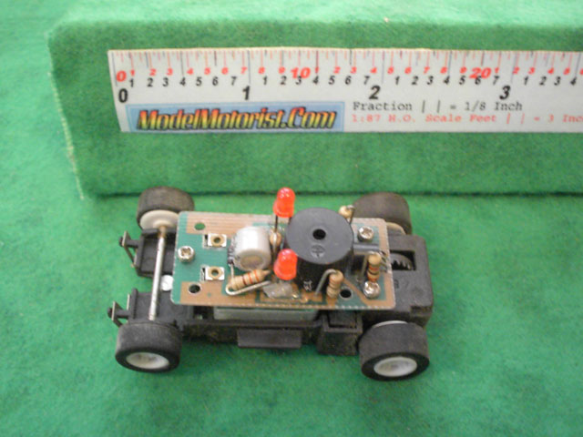 Top view of MR1 Lights & Siren HO Slot Car Chassis