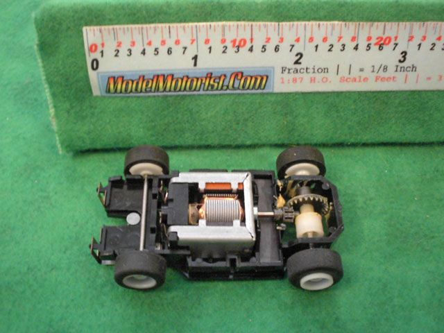 Top view of MR1 Disney Racing HO Slot Car Chassis