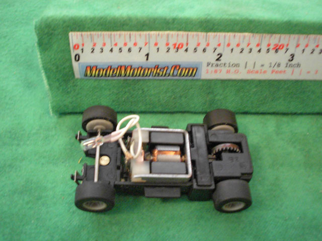 Top view of MR1 Racing Lighted HO Slot Car Chassis