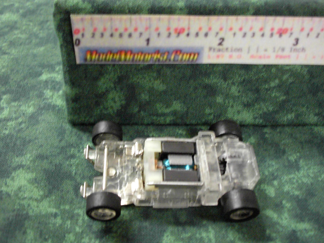 Top view of MR1 Racing Transparent HO Slot Car Chassis