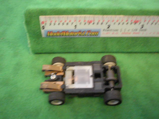Bottom view of MR1 Racing HO Slot Car Chassis