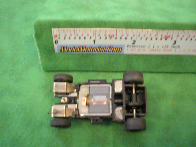 Bottom view of Sky Fighters HO Slot Car Chassis