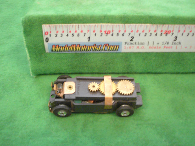 Top view of Aurora Thunderjet Flame Throwers Slot Car Chassis
