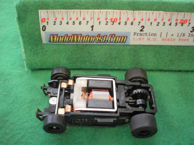 Top view of Aurora Tomy Super Racing Turbo Slot Car Chassis