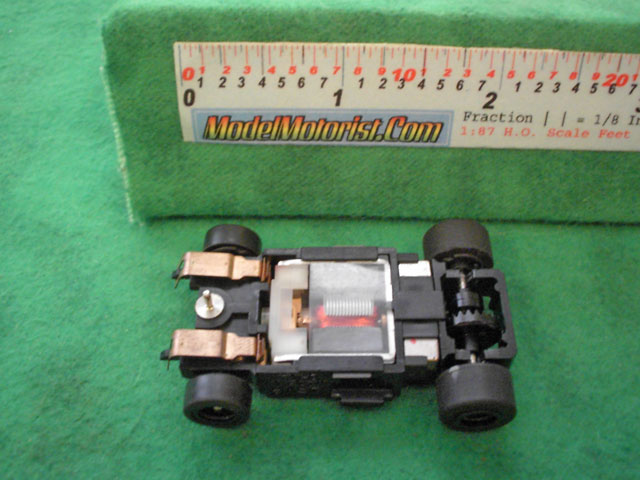 Bottom view of Aurora Tomy Super Racing Turbo Slot Car Chassis