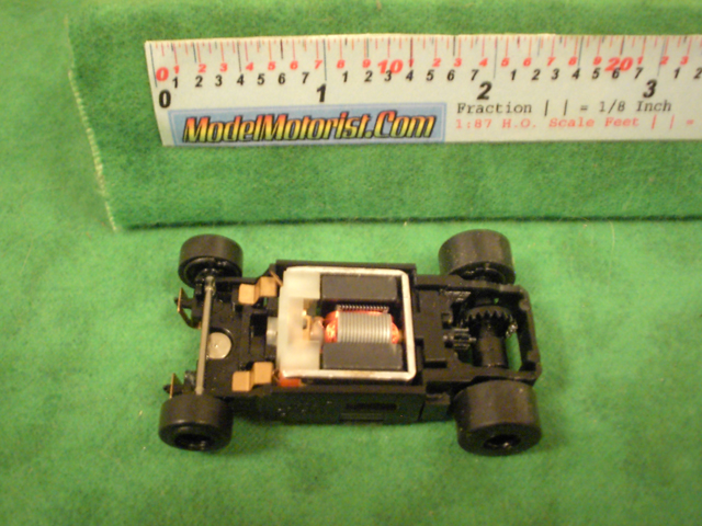 Top view of Aurora Tomy Turbo Slot Car Narrow Chassis