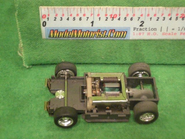 Top view of Tyco Hustler HO Slot Car Chassis