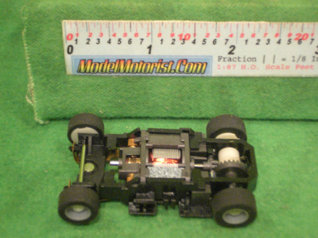 Top view of Tyco HP-440-X2 Sparkin' Rod HO Slot Car Chassis