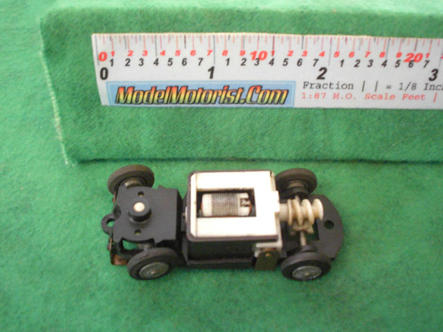 Top view of Tyco S Steering HO Slot Car Chassis