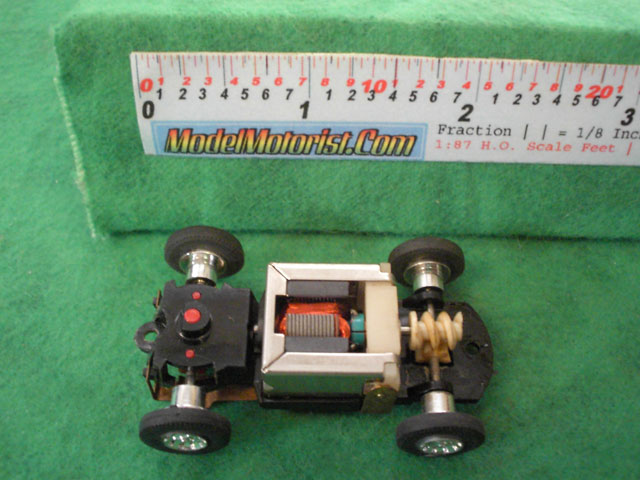 Top view of Tyco S HO Slot Car Chassis