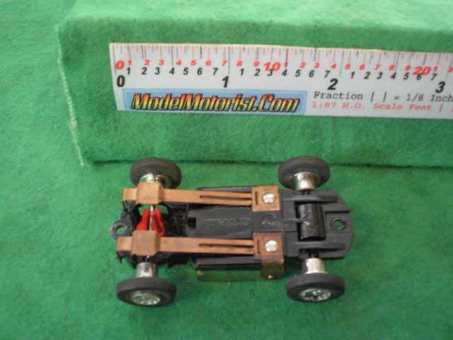 Bottom view of Tyco S HO Slot Car Chassis