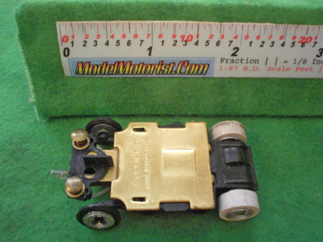 Bottom view of Tyco TycoPro II Lighted HO Slot Car Chassis