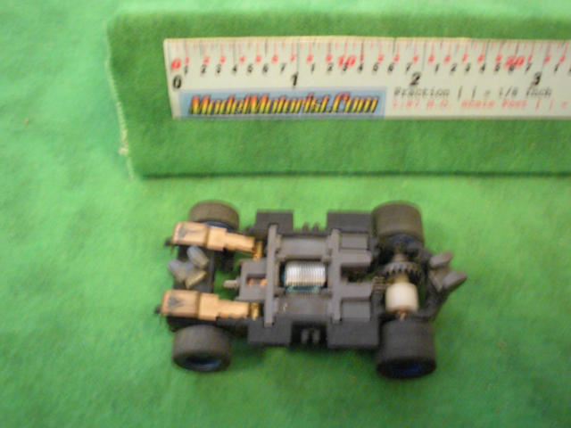 Bottom view of Tyco X-Treme HO Slot Car Chassis